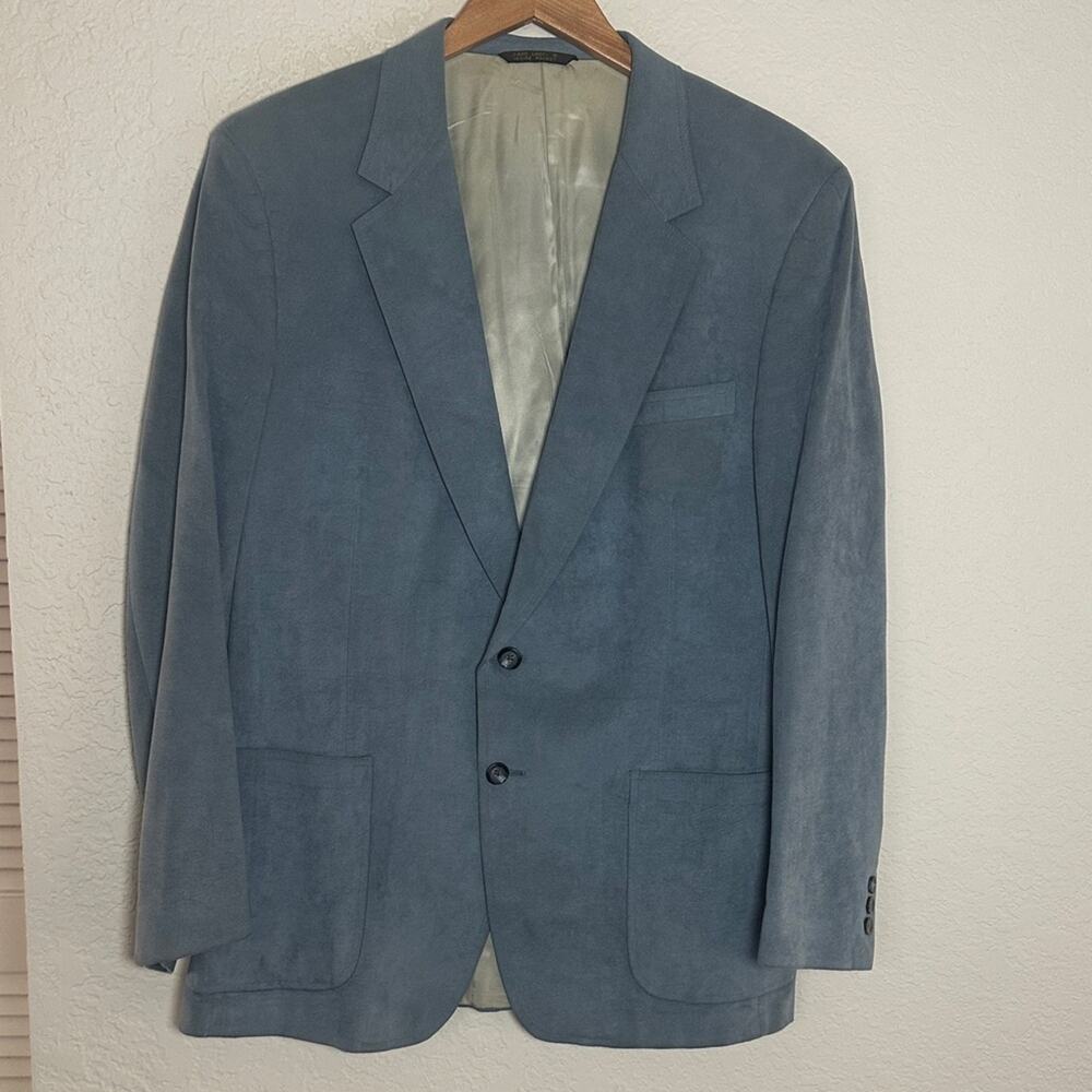 Vintage Riviera Bradys Classic Blue Suede Blazer Sport Coat Wedding USA Made